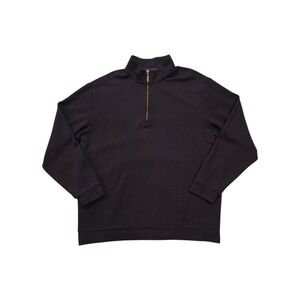 Roundtree & Yorke Mens XL Quarter Zip Pullover Sweater Black Cotton Blend
